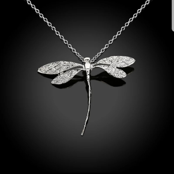 New 925 Silver jewelry long dragonfly necklaces!!! - Picture 2 of 6